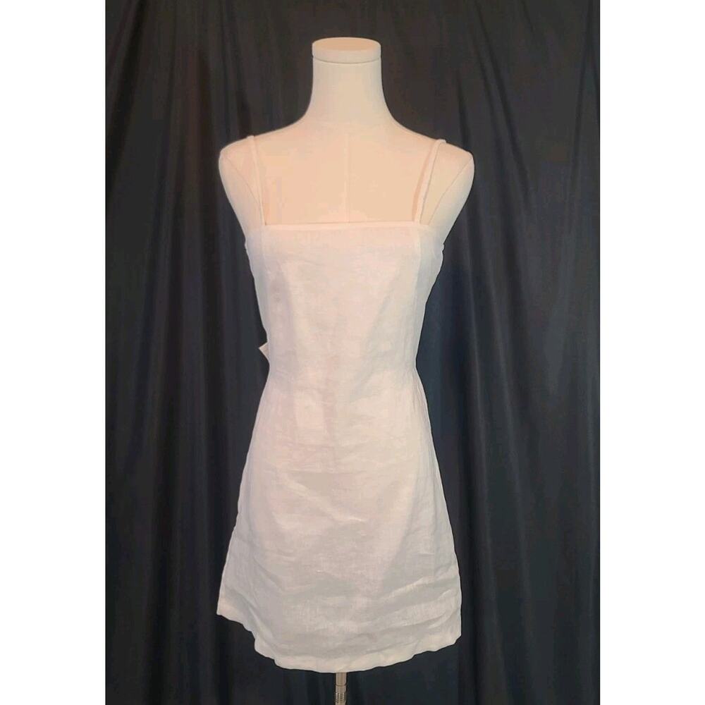MIKOH Pakala White Linen Mini Dress Back Self Tie Bow 2 US Medium - Picture 3 of 11